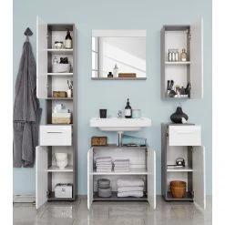 Trendteam Meuble haut Storm - Blanc brillant / Gris -Meubles de salle de bain Soldes 2022 1000210969 200507 06244900004 MOOD DETAILS P000000001000210969 mood