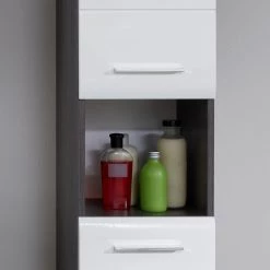 Trendteam Colonne de salle de bain Storm I - Blanc brillant / Gris -Meubles de salle de bain Soldes 2022 1000210973 200507 06251300032 DETAILS P000000001000210973