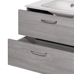 Pelipal Meuble avec vasque Quickset 328 I - Avec vasque en verre - Imitation structure graphite -Meubles de salle de bain Soldes 2022 1000213253 200701 14230600003 DETAILS P000000001000213253