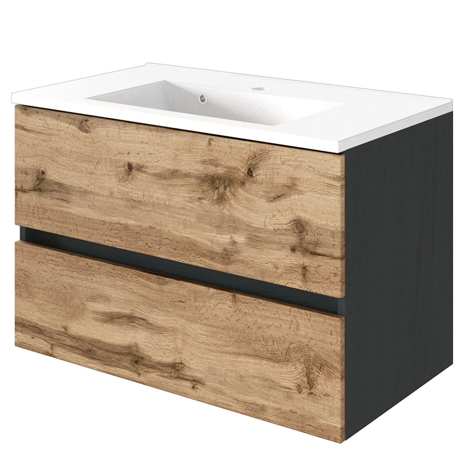 Giessbach Meuble avec vasque Verciano - Imitation chêne wotan - Largeur : 80 cm 3 Giessbach Meuble avec vasque Verciano - Imitation chêne wotan - Largeur : 80 cm