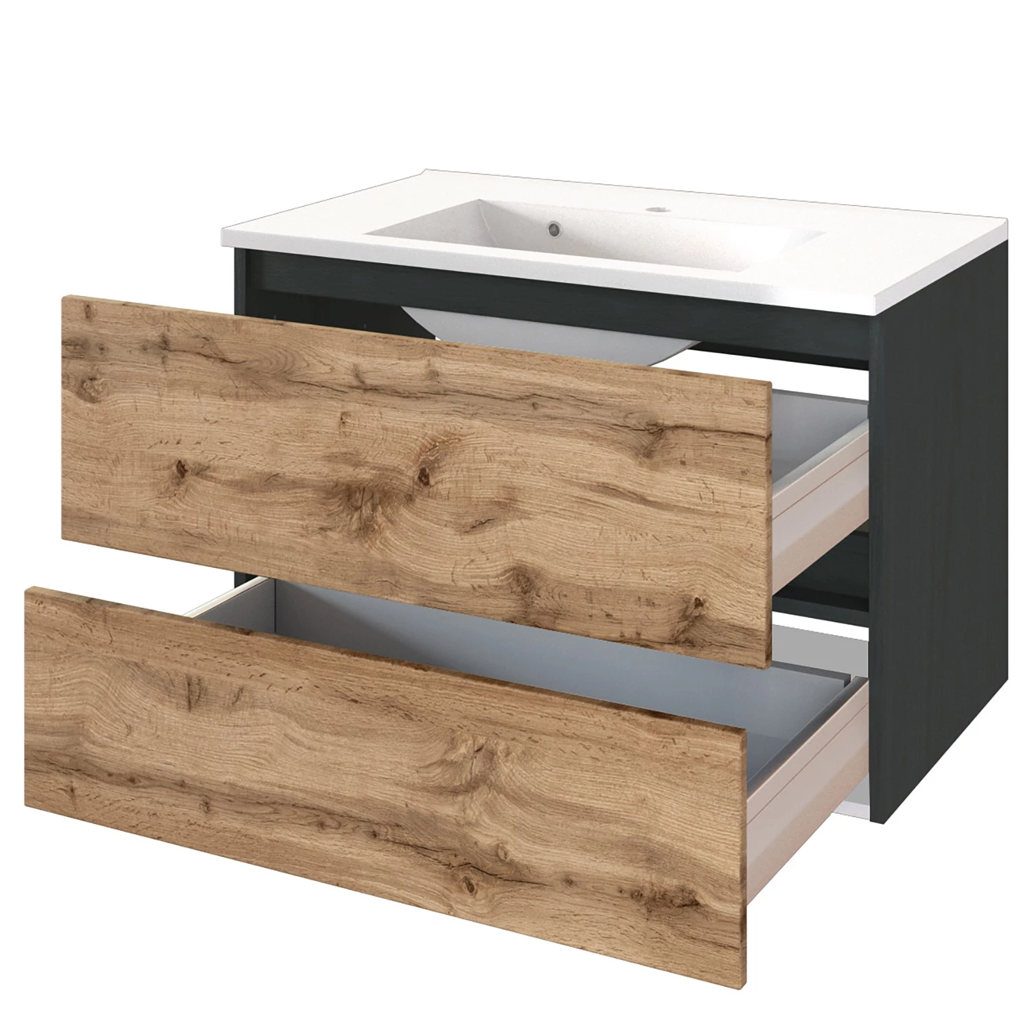 Giessbach Meuble avec vasque Verciano - Imitation chêne wotan - Largeur : 80 cm 5 Giessbach Meuble avec vasque Verciano - Imitation chêne wotan - Largeur : 80 cm – Image 3