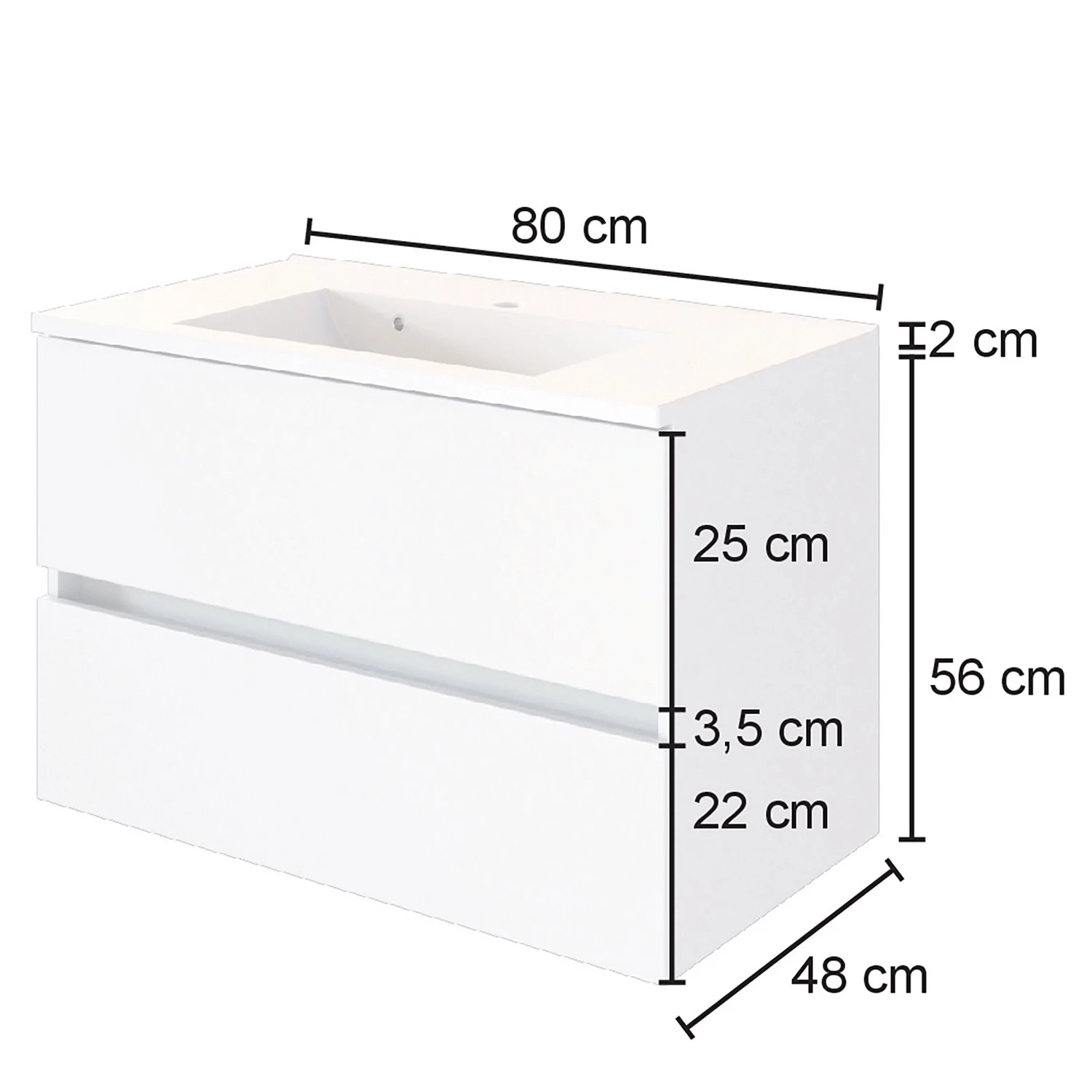 Giessbach Meuble avec vasque Verciano - Blanc mat - Largeur : 80 cm 10 Giessbach Meuble avec vasque Verciano - Blanc mat - Largeur : 80 cm – Image 8