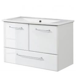 Pelipal Meuble avec vasque Filo III - Avec vasque en céramique - Blanc brillant - Largeur : 75 cm