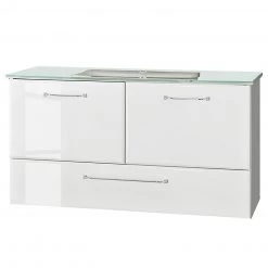 Pelipal Meuble avec vasque Filo II - Avec vasque en verre - Blanc brillant - Largeur : 100 cm