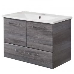 Pelipal Meuble avec vasque TiberioQuickset 341 I - Avec vasque en fonte minérale - Graphite - Largeur : 100 cm