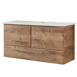 Pelipal Meuble avec vasque Filo III - Avec vasque en céramique - Imitation chêne foncé - Largeur : 100 cm