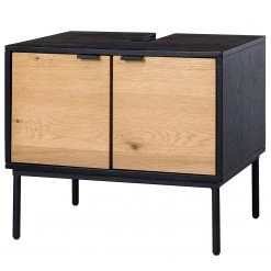 Studio Copenhagen Meuble sous lavabo Xavi - Placage en bois véritable / Métal - Chêne / Chêne noir