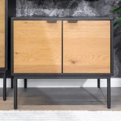 Studio Copenhagen Meuble sous lavabo Xavi - Placage en bois véritable / Métal - Chêne / Chêne noir -Meubles de salle de bain Soldes 2022 1000218021 220107 12565600044 MOOD DETAILS P000000001000218021 mood