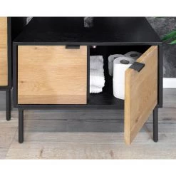 Studio Copenhagen Meuble sous lavabo Xavi - Placage en bois véritable / Métal - Chêne / Chêne noir -Meubles de salle de bain Soldes 2022 1000218021 220107 12565600046 MOOD DETAILS P000000001000218021 mood