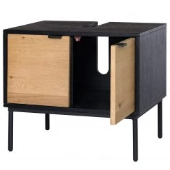 Studio Copenhagen Meuble sous lavabo Xavi - Placage en bois véritable / Métal - Chêne / Chêne noir -Meubles de salle de bain Soldes 2022 1000218021 220107 12565700057 DETAILS P000000001000218021