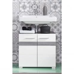 Trendteam Meuble sous lavabo Storm Light - Blanc brillant / Imitation chêne de Sardaigne gris cendré -Meubles de salle de bain Soldes 2022 1000218765 200716 17095000021 MOOD DETAILS P000000001000218765 mood