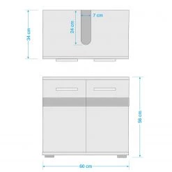 Trendteam Meuble sous lavabo Storm Light - Blanc brillant / Imitation chêne de Sardaigne gris cendré -Meubles de salle de bain Soldes 2022 1000218765 200716 17095800025 SKETCH DETAILS P000000001000218765 sketch