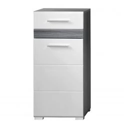 Trendteam Meuble bas Storm Light - Blanc brillant / Imitation chêne de Sardaigne gris cendré
