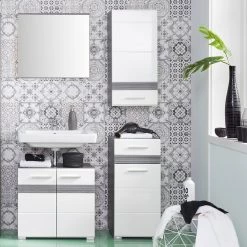 Trendteam Meuble bas Storm Light - Blanc brillant / Imitation chêne de Sardaigne gris cendré -Meubles de salle de bain Soldes 2022 1000218767 200716 17100400036 MOOD DETAILS P000000001000218767 mood