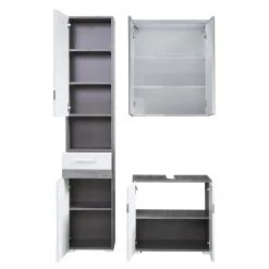 Trendteam Salle de bain Storm Light IV (3 élém.) - Blanc brillant / Imitation chêne de Sardaigne gris cendré -Meubles de salle de bain Soldes 2022 1000218771 200902 13521500012 DETAILS P000000001000218771