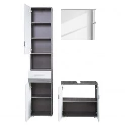 Trendteam Salle de bain Storm Light II (3 élém.) - Blanc brillant / Imitation chêne de Sardaigne gris cendré -Meubles de salle de bain Soldes 2022 1000218772 200716 17102300076 DETAILS P000000001000218772