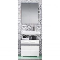 Trendteam Salle de bain Storm Light VI (2 élém.) - Blanc brillant / Imitation chêne de Sardaigne gris cendré