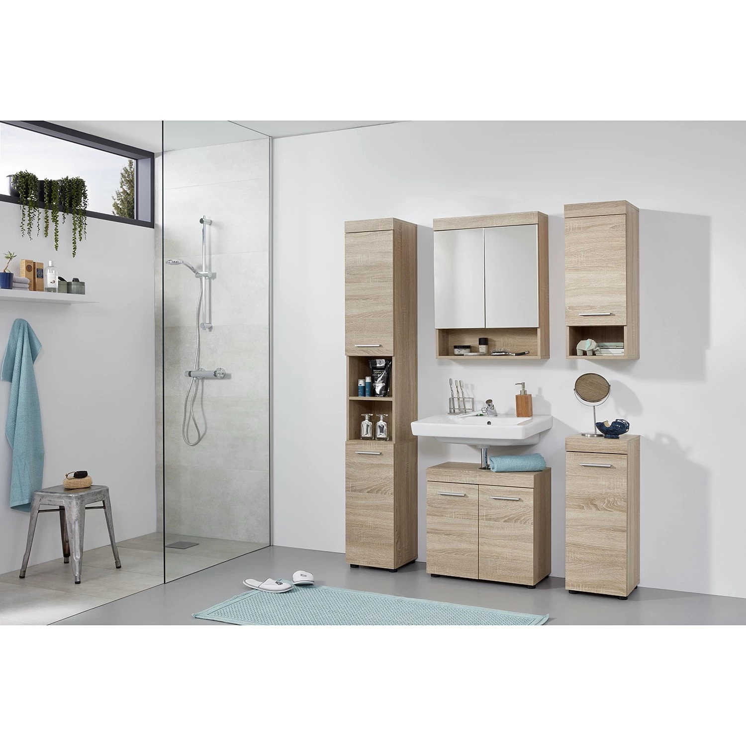 Trendteam Colonne de salle de bain Runner - Imitation chêne brut de sciage 4 Trendteam Colonne de salle de bain Runner - Imitation chêne brut de sciage – Image 2