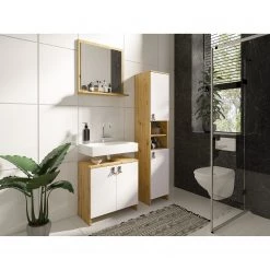 Loftscape Salle de bain Westerly (2 éléments) - Blanc / Imitation chêne artisan -Meubles de salle de bain Soldes 2022 1000219424 200806 12473000049 MOOD DETAILS P000000001000219424 mood