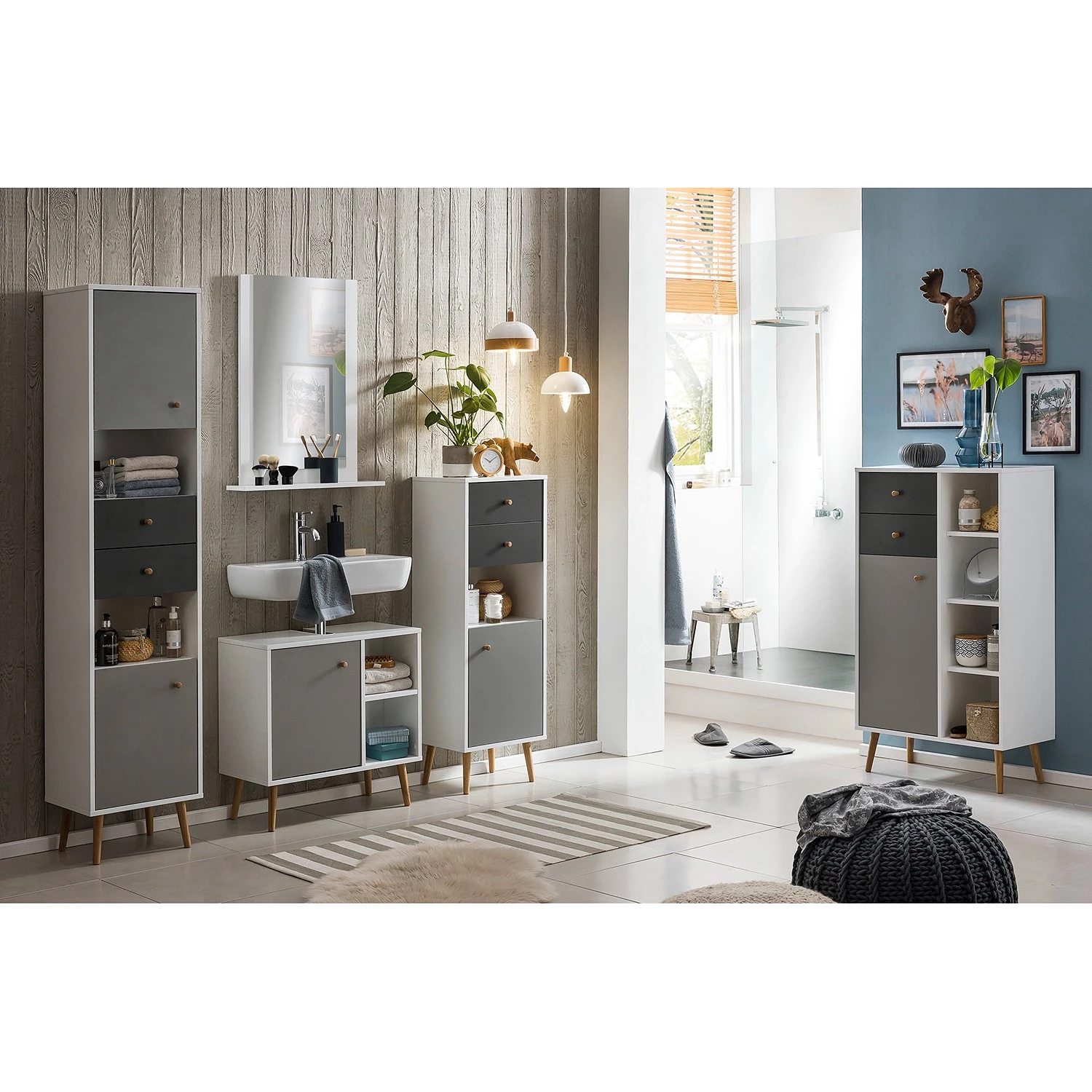 Schildmeyer Colonne de salle de bain Jonte II - Gris clair / Anthracite 5 Schildmeyer Colonne de salle de bain Jonte II - Gris clair / Anthracite – Image 3