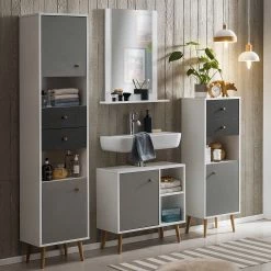 Schildmeyer Salle de bain Jone I (4 éléments) - Gris clair / Anthracite