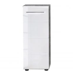 Trendteam Meuble bas Nano - Blanc brillant / Imitation béton