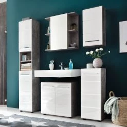 Trendteam Meuble bas Nano - Blanc brillant / Imitation béton -Meubles de salle de bain Soldes 2022 1000221749 200812 14365700017 MOOD DETAILS P000000001000221749 mood