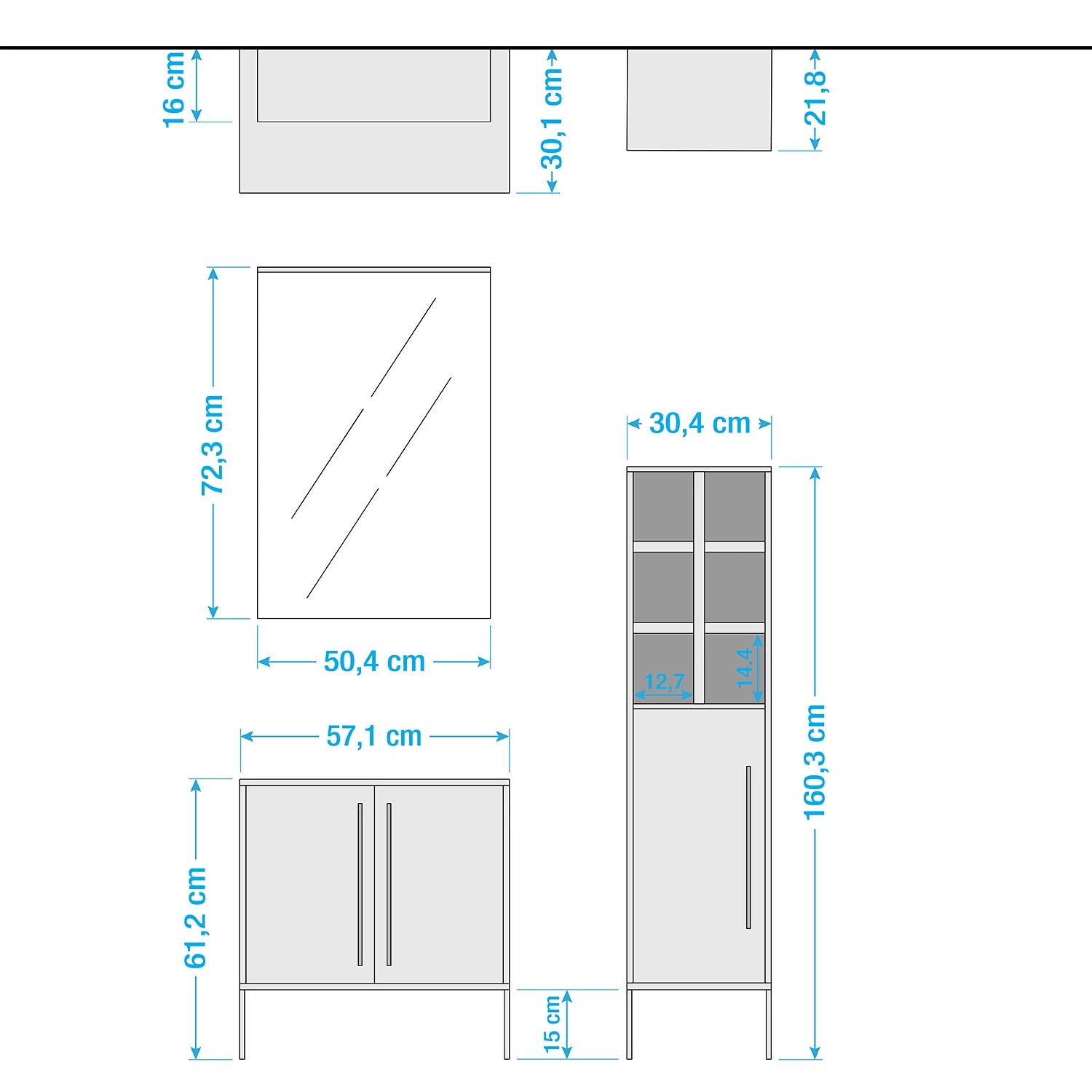 Schildmeyer Salle de bain Sarah II (3 éléments) - Avec éclairage - Blanc 12 Schildmeyer Salle de bain Sarah II (3 éléments) - Avec éclairage - Blanc – Image 10