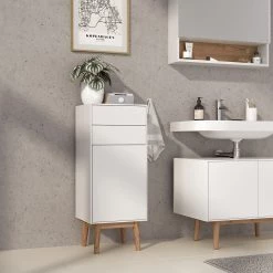 Mørteens Meuble bas Lindholm I - Partiellement en chêne massif - Blanc -Meubles de salle de bain Soldes 2022 1000223356 210914 15363300001 MOOD DETAILS P000000001000223356 mood