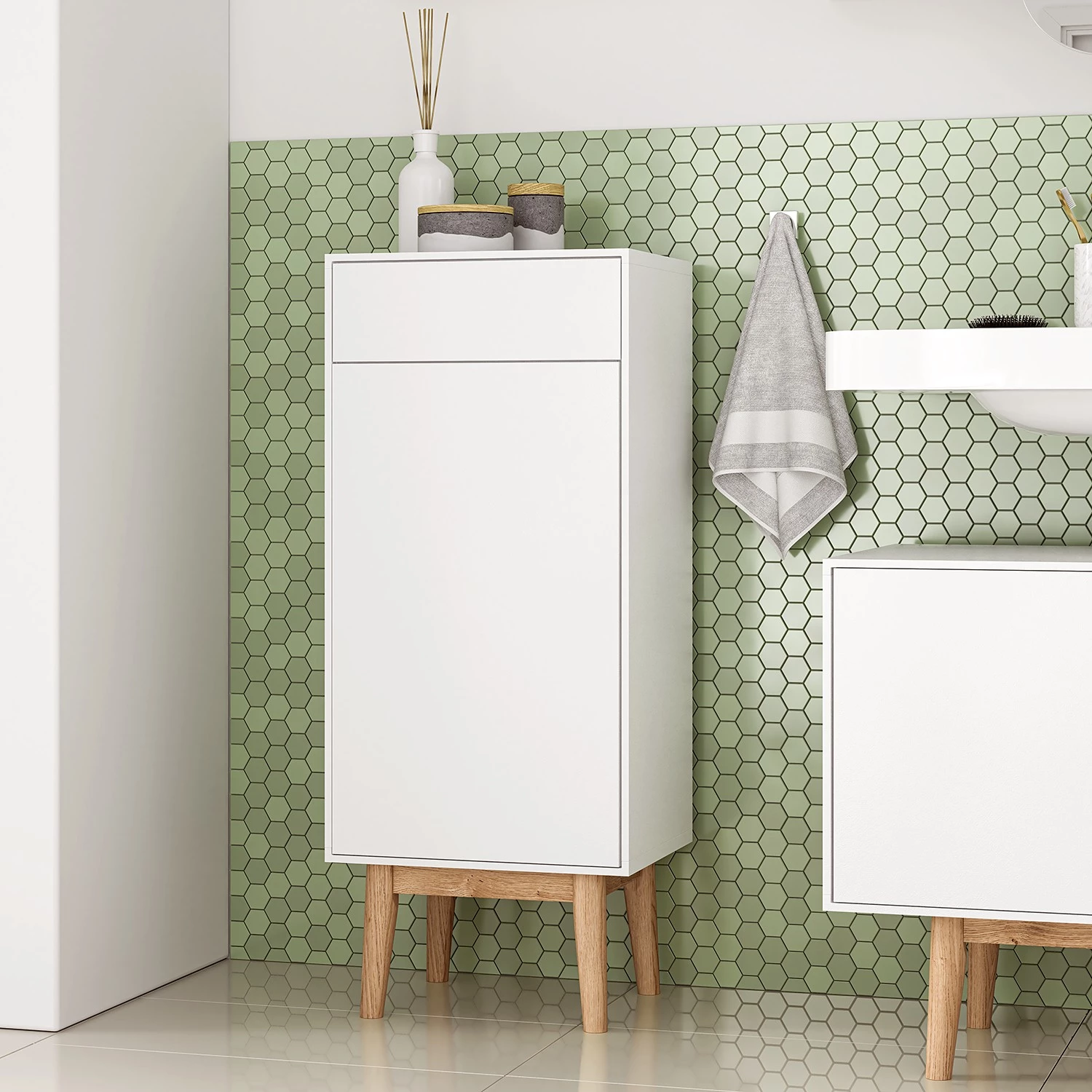 Mørteens Meuble bas Lindholm II - Partiellement en chêne massif - Blanc 4 Mørteens Meuble bas Lindholm II - Partiellement en chêne massif - Blanc – Image 2