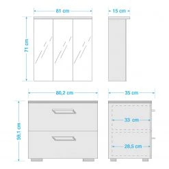 Schildmeyer Salle de bain Carlos IV (2 éléments) - Éclairage inclus - Imitation chêne rustique -Meubles de salle de bain Soldes 2022 1000224863 200910 06062500050 SKETCH DETAILS P000000001000224863 sketch