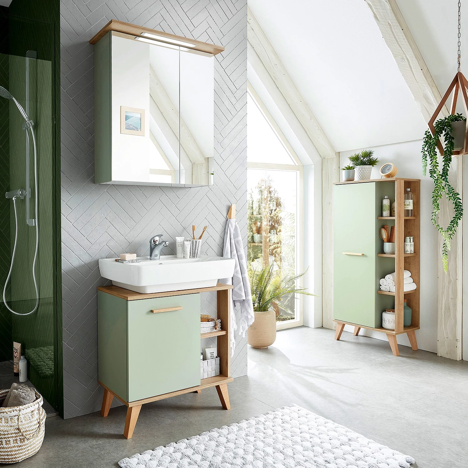 Pelipal Meuble sous lavabo Quickset 963 - Sauge / Imitation chêne Riviera 6 Pelipal Meuble sous lavabo Quickset 963 - Sauge / Imitation chêne Riviera – Image 4