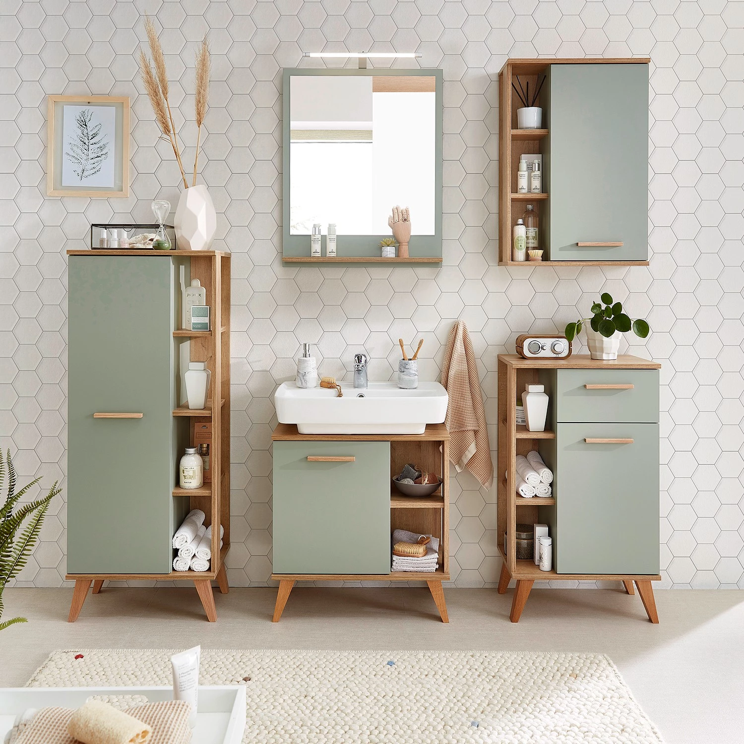 Pelipal Meuble sous lavabo Quickset 963 - Sauge / Imitation chêne Riviera 7 Pelipal Meuble sous lavabo Quickset 963 - Sauge / Imitation chêne Riviera – Image 5