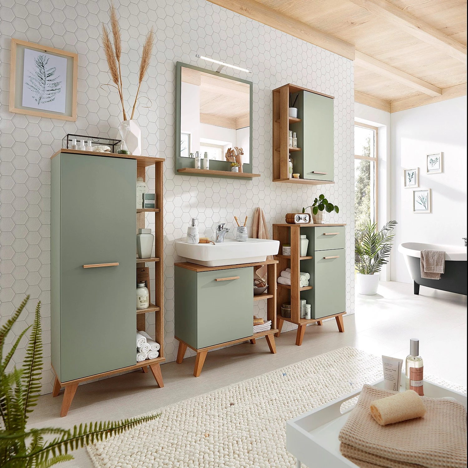 Pelipal Armoire midi Quickset 963 - Sauge / Imitation chêne Riviera 4 Pelipal Armoire midi Quickset 963 - Sauge / Imitation chêne Riviera – Image 2