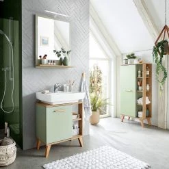 Pelipal Salle de bain Salvie III (3 éléments) - Avec éclairage - Sauge / Imitation chêne Riviera -Meubles de salle de bain Soldes 2022 1000225843 201016 14352300070 MOOD DETAILS P000000001000225843 mood