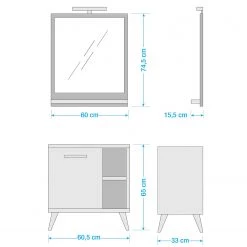 Pelipal Salle de bain Salvie I (2 éléments) - Avec éclairage - Sauge / Imitation chêne Riviera -Meubles de salle de bain Soldes 2022 1000225852 201016 14353100100 SKETCH DETAILS P000000001000225852 sketch