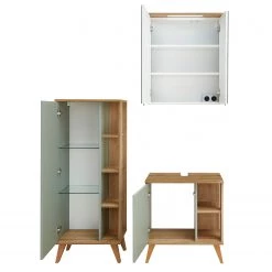 Pelipal Salle de bain Salvie IV (3 éléments) - Avec éclairage - Sauge / Imitation chêne Riviera -Meubles de salle de bain Soldes 2022 1000225853 201016 14353100104 DETAILS P000000001000225853