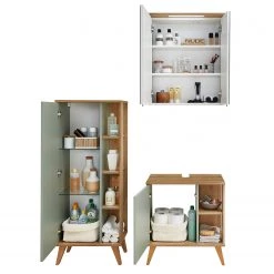 Pelipal Salle de bain Salvie IV (3 éléments) - Avec éclairage - Sauge / Imitation chêne Riviera -Meubles de salle de bain Soldes 2022 1000225853 201016 14353100105 DETAILS P000000001000225853