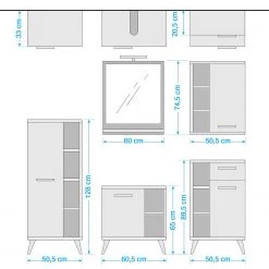 Pelipal Salle de bain Salvie V (5 éléments) - Avec éclairage - Sauge / Imitation chêne Riviera -Meubles de salle de bain Soldes 2022 1000225854 201016 14354400143 SKETCH DETAILS P000000001000225854 sketch