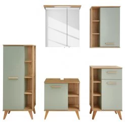 Pelipal Salle de bain Salvie VI (5 éléments) - Avec éclairage - Sauge / Imitation chêne Riviera -Meubles de salle de bain Soldes 2022 1000225856 201016 14355100162 DETAILS P000000001000225856