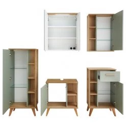 Pelipal Salle de bain Salvie VI (5 éléments) - Avec éclairage - Sauge / Imitation chêne Riviera -Meubles de salle de bain Soldes 2022 1000225856 201016 14355200163 DETAILS P000000001000225856