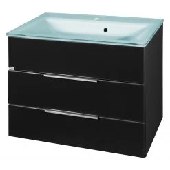 Fackelmann Meuble avec vasque Kara II - Avec vasque en verre - Anthracite