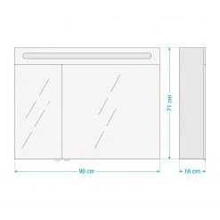 Fackelmann Armoire de toilette Clever I - Imitation orme foncé - Largeur : 90 cm -Meubles de salle de bain Soldes 2022 1000226200 211005 125322000587 SKETCH DETAILS P000000001000226200 sketch