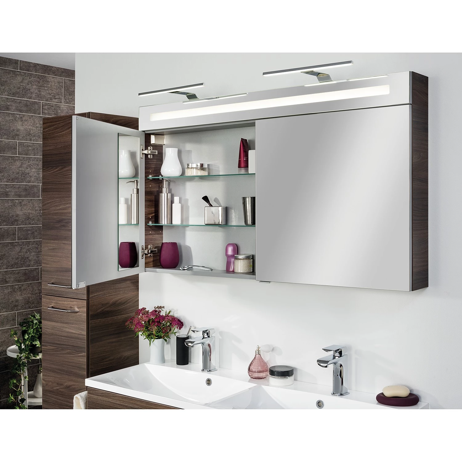 Fackelmann Armoire de toilette Clever III - Imitation orme foncé 9 Fackelmann Armoire de toilette Clever III - Imitation orme foncé – Image 7