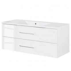 Fackelmann Meuble avec vasque Clever - Blanc brillant - Largeur : 120 cm