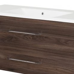 Fackelmann Meuble avec vasque Clever - Imitation orme foncé - Largeur : 120 cm -Meubles de salle de bain Soldes 2022 1000226228 200930 14080500131 DETAILS P000000001000226228