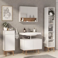 Mørteens Salle de bain Lindholm II (4 éléments) - Partiellement en chêne massif - Blanc