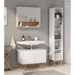 Mørteens Salle de bain Lindholm V (3 éléments) - Partiellement en chêne massif - Blanc