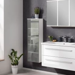 Fackelmann Colonne de salle de bain Lugano I - Éclairage intégré - Blanc - Butoir à gauche -Meubles de salle de bain Soldes 2022 1000226989 201021 13545900006 MOOD DETAILS P000000001000226989 mood