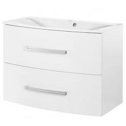 Fackelmann Meuble avec vasque Lugano I - Blanc brillant